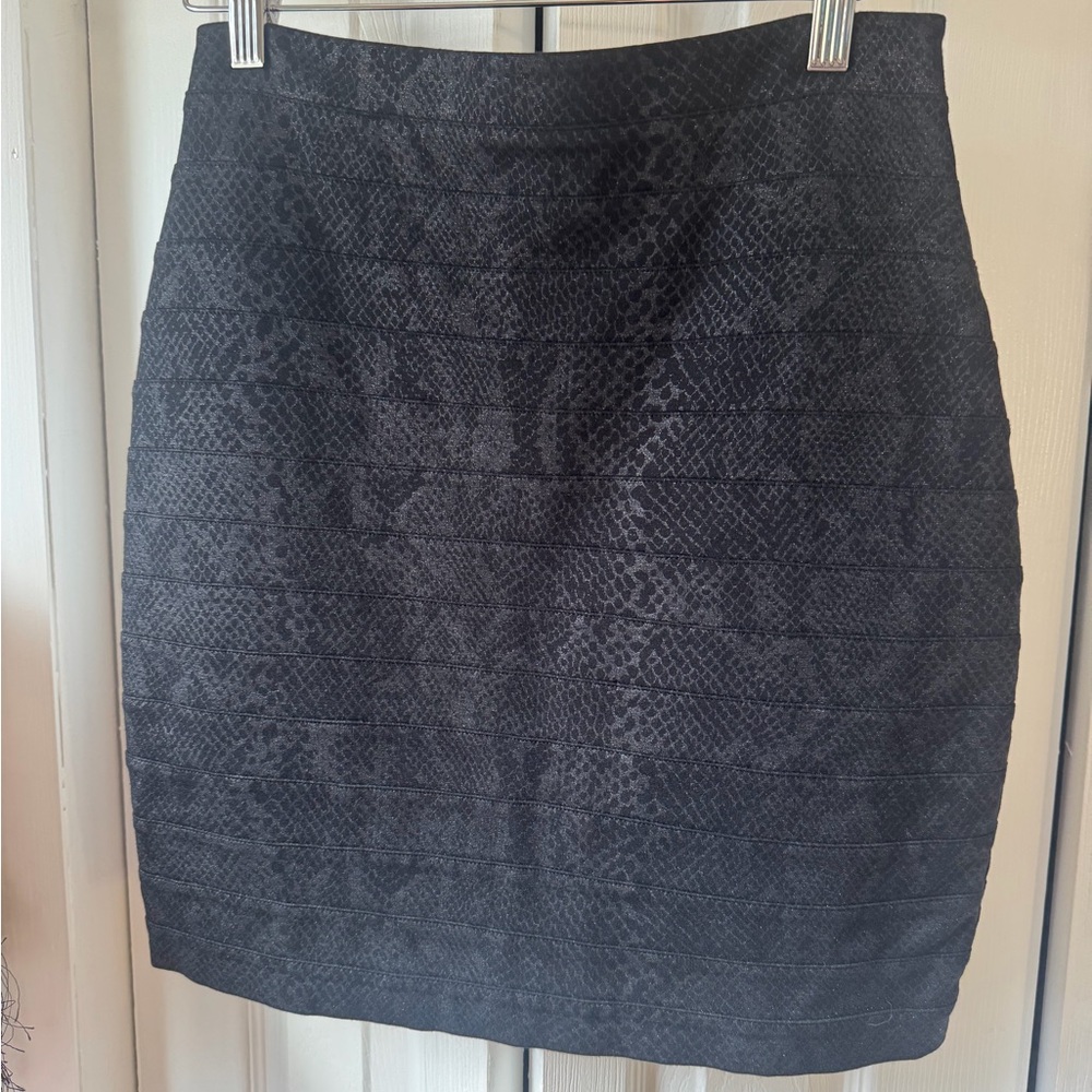 Express Black Textured Pencil Skirt